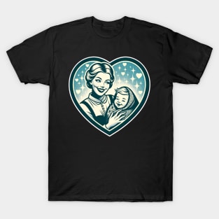 Vintage Motherhood Love Heart Symbol of Maternal Affection T-Shirt